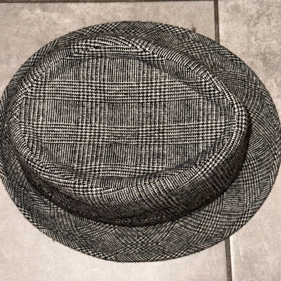 DAVID & YOUNG HOUNDSTOOTH BLACK AND WHITE WOOL BLEND FEDORA UNISEX - Picture 7 of 13